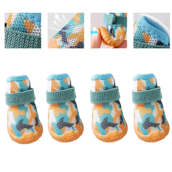 รองเท้าสัตว์เลี้ยง 4 ชิ้น/เซ็ต Paw Protectors สําหรับฤดูร้อน พื้นกันลื่น ระบายอากาศดี Shock Absorption สําหรับสุนัขขนาดกลางขนาดเล็ก